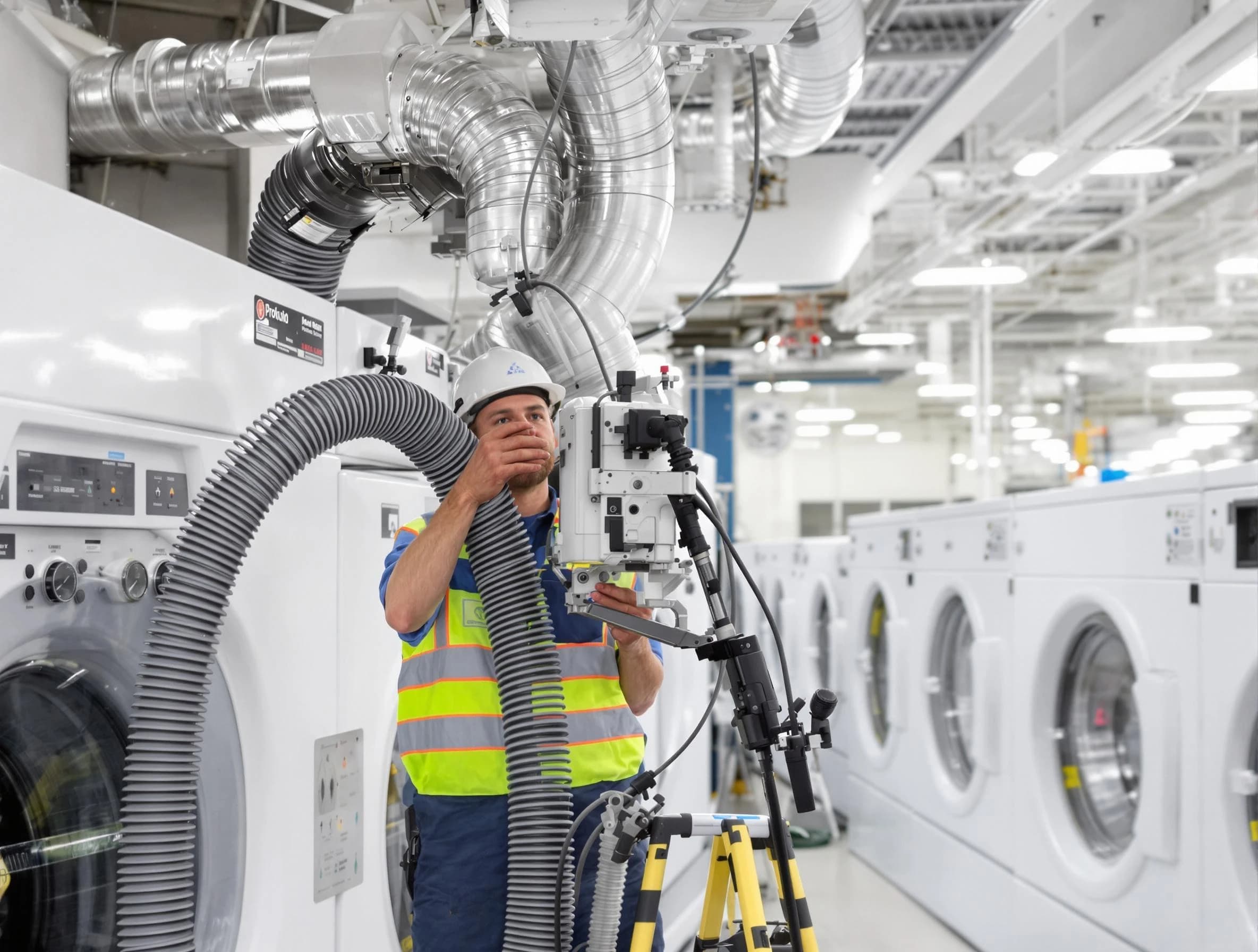 Green Hill Dryer Vent Cleaning team performing commercial-grade dryer vent cleaning at a business facility in Green Hill