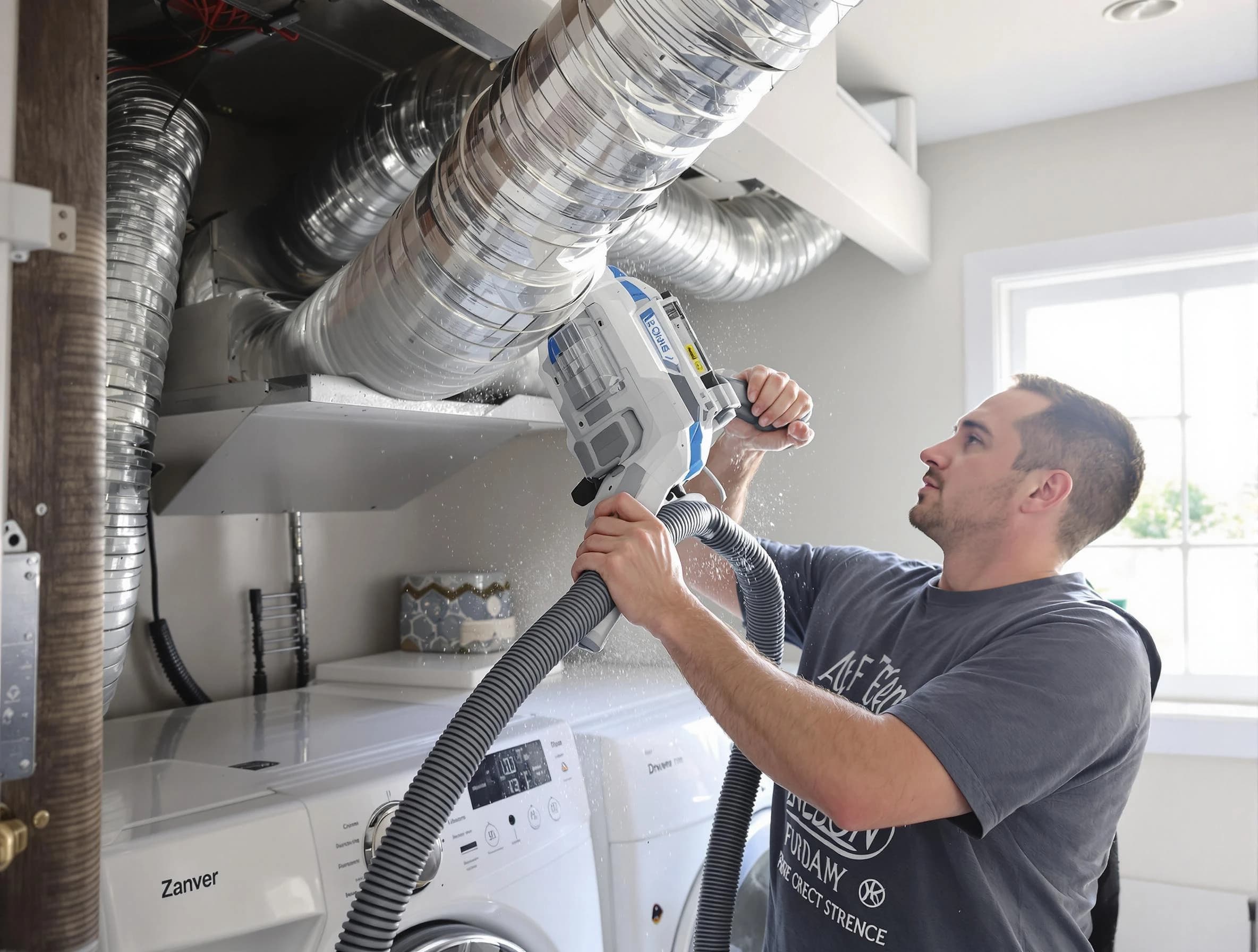 Green Hill Dryer Vent Cleaning specialist cleaning deep within a dryer vent duct system in Green Hill